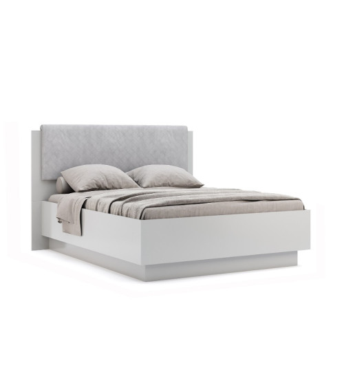 Cama com bau MAGGY branca 180 cm cinza