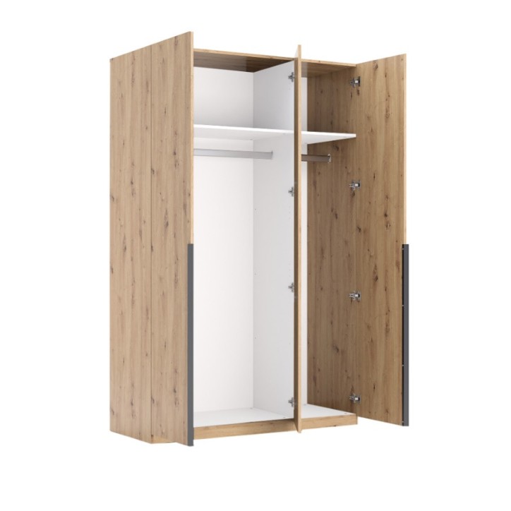Chambre complète TEDDY lit + 2 chevets + commode + armoire 3 portes chêne