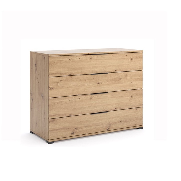 Chambre complète TEDDY lit + 2 chevets + commode + armoire 3 portes chêne