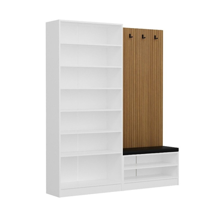 Móvel de entrada KALE 180 cm creme e madeira
