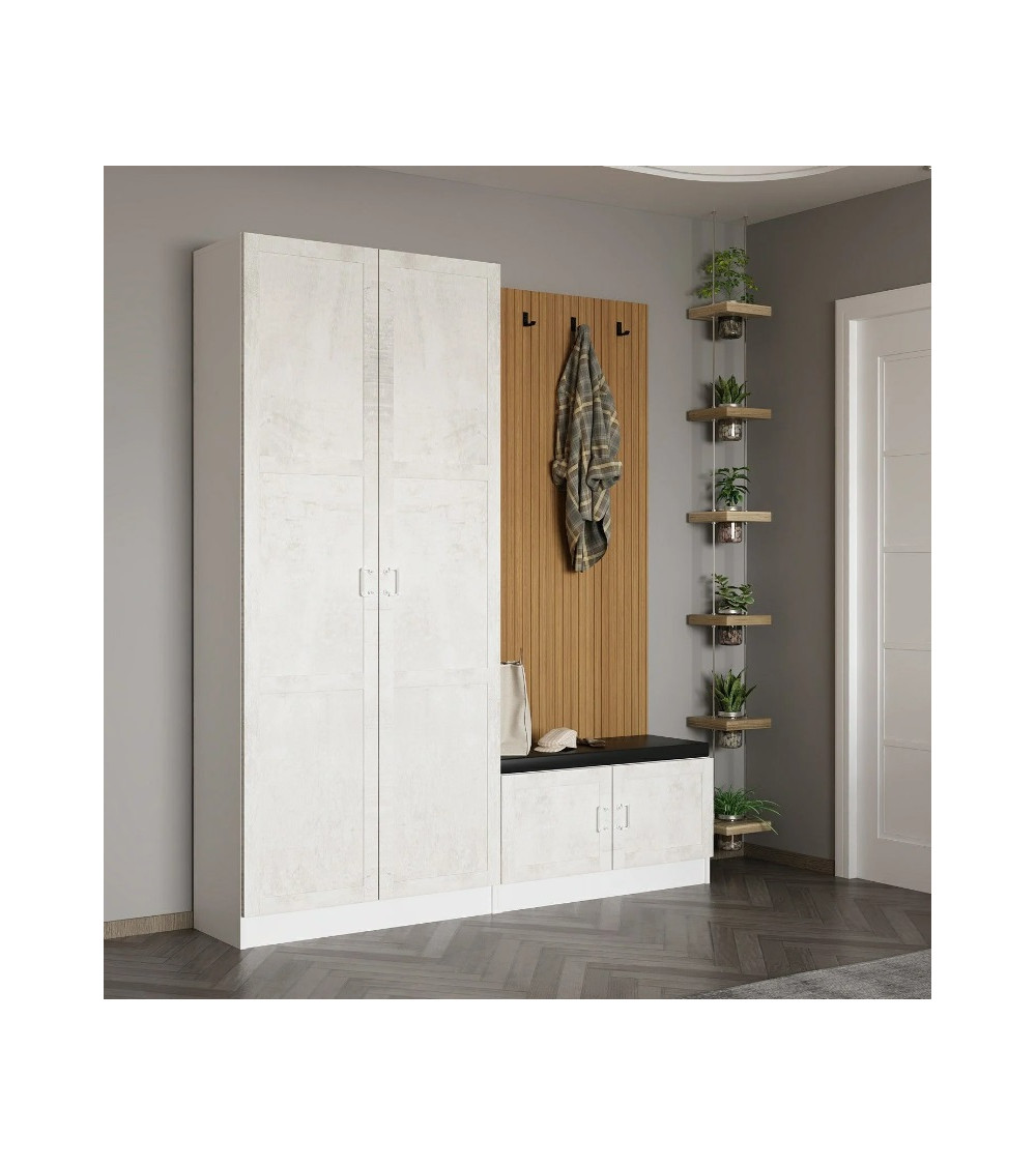 copy of Meuble d'entrée KALE 180 cm blanc et bois