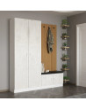 Móvel de entrada KALE 180 cm creme e madeira