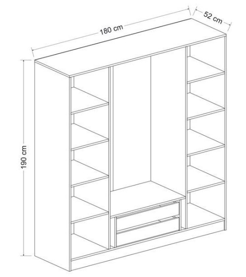 Armoire KALE blanc 180x52x190 cm