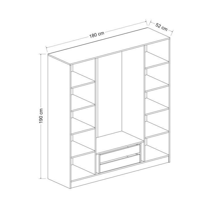 Armoire KALE blanc 180x52x190 cm