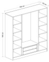 Armoire KALE blanc 180x52x190 cm