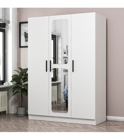 Armoire KALE blanc  avec miroir 135x52x190 cm