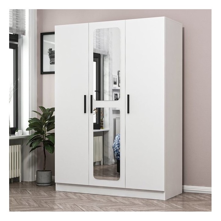Armoire KALE blanc avec miroir 135x52x190 cm Armoire KALE blanc avec miroir 135x52x190 cm