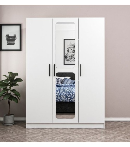 Armoire KALE blanc  avec miroir 135x52x190 cm