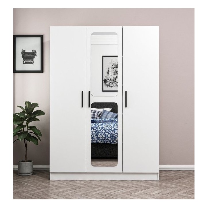 Armoire KALE blanc avec miroir 135x52x190 cm Armoire KALE blanc avec miroir 135x52x190 cm
