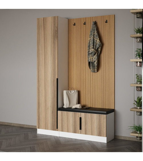 copy of Meuble d'entrée KALE 180 cm blanc et bois
