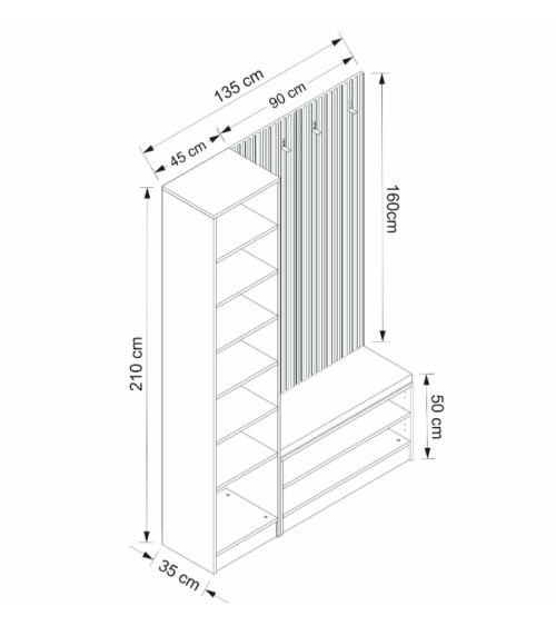 Mueble recibidor KALE 135 cm madera