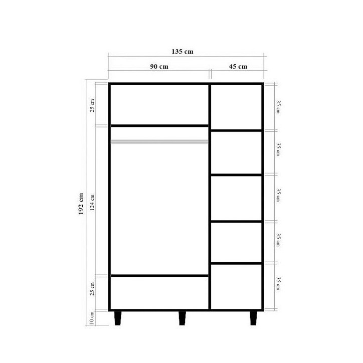 Armoire FLEUR CHÊNE 135 x 52 x 192 CM