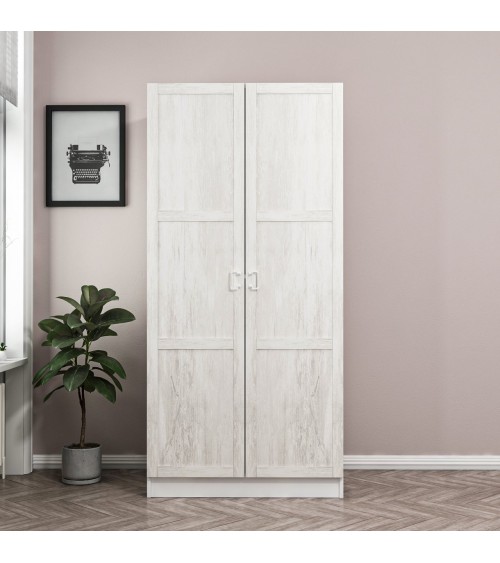 Armoire  2 Portes Blanc Dégrin  190 x 52 x 90