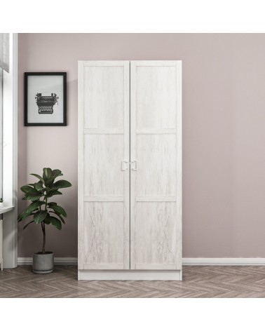 Armoire  2 Portes Blanc Dégrin  190 x 52 x 90