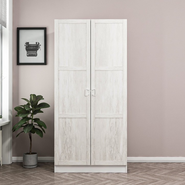 Armoire  2 Portes Blanc Dégrin  190 x 52 x 90