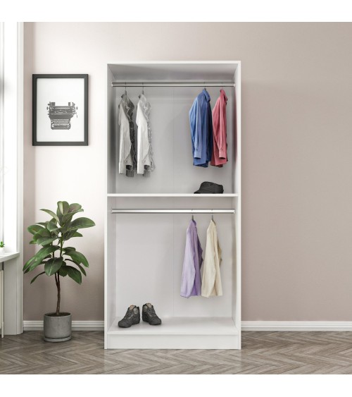 Armoire  2 Portes Blanc Dégrin  190 x 52 x 90