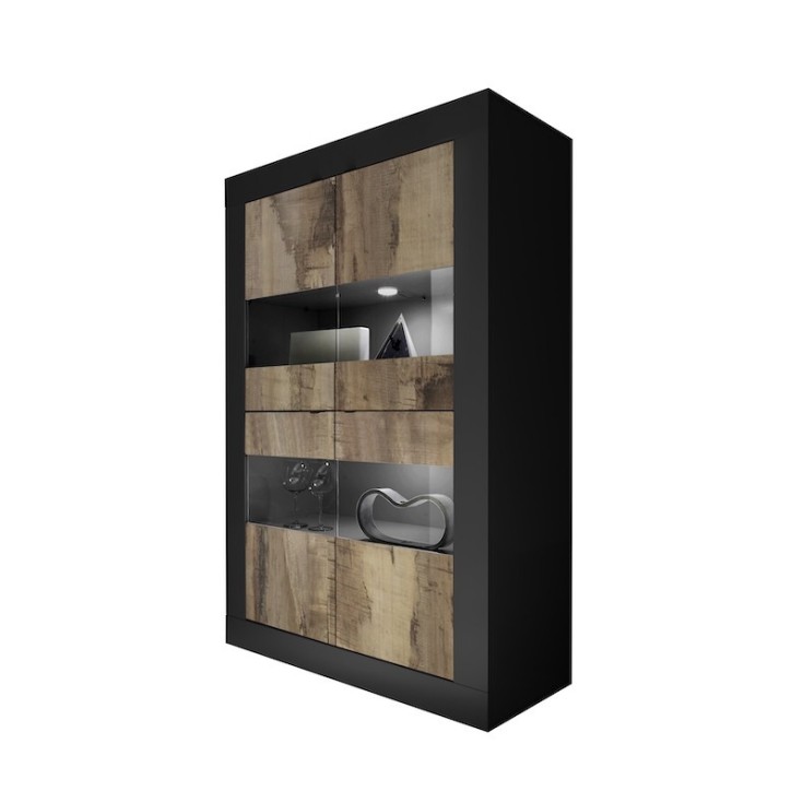 Vitrine BASIC noir mat/pero 102 x 162 x 43 cm