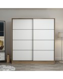 Armoire 2 portes coulissantes blanc-chêne 190x60x180 cm