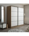 Armoire 2 portes coulissantes blanc-chêne 190x60x180 cm