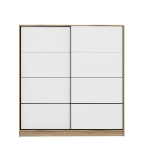 Armoire 2 portes coulissantes blanc-chêne 190x60x180 cm