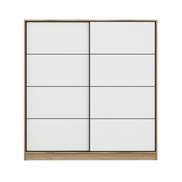 Armoire 2 portes coulissantes blanc-chêne 190x60x180 cm
