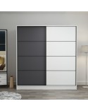 Armoire 2 portes coulissantes blanc-anthracite 190x60x180 cm