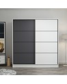 Armoire 2 portes coulissantes blanc-anthracite 190x60x180 cm