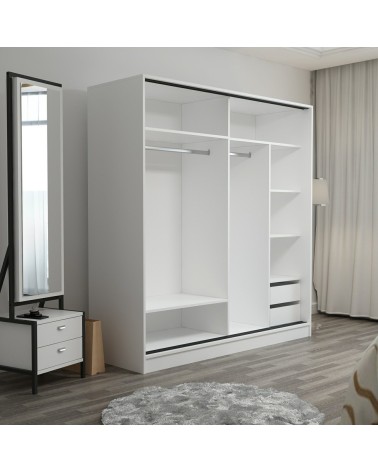 Armoire 2 portes coulissantes blanc-anthracite 190x60x180 cm