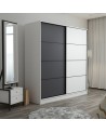 Armoire 2 portes coulissantes blanc-anthracite 190x60x180 cm