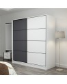 Armoire 2 portes coulissantes blanc-anthracite 190x60x180 cm