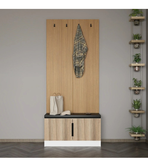 copy of Meuble d'entrée KALE 180 cm blanc et bois