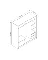 Armoire 2 portes coulissantes blanc-anthracite 190x60x180 cm
