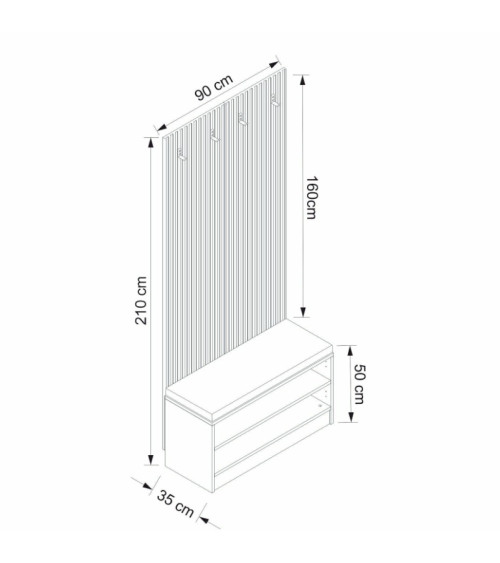 copy of Meuble d'entrée KALE 180 cm blanc et bois