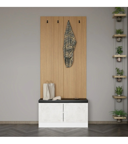 copy of Meuble d'entrée KALE 180 cm blanc et bois