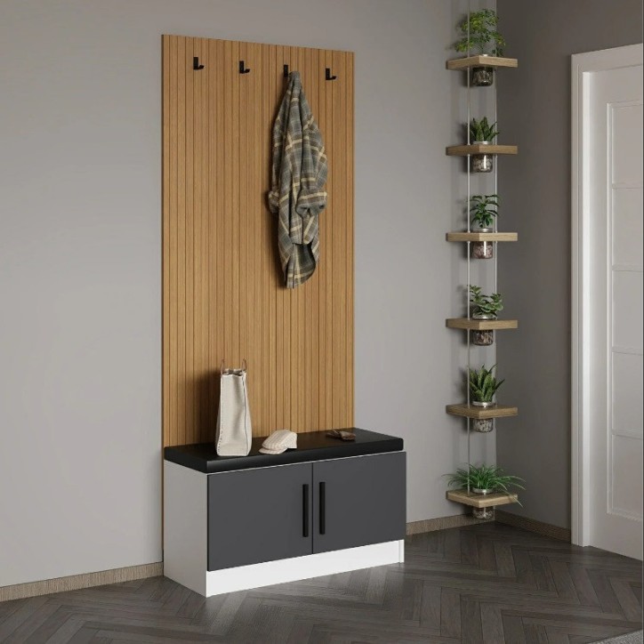 copy of Meuble d'entrée KALE 180 cm blanc et bois