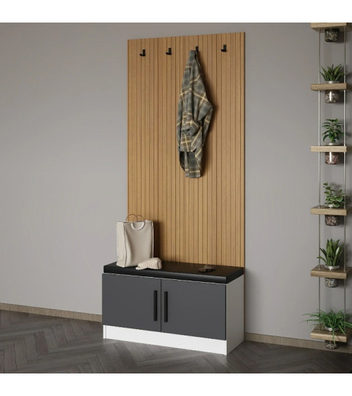 copy of Meuble d'entrée KALE 180 cm blanc et bois