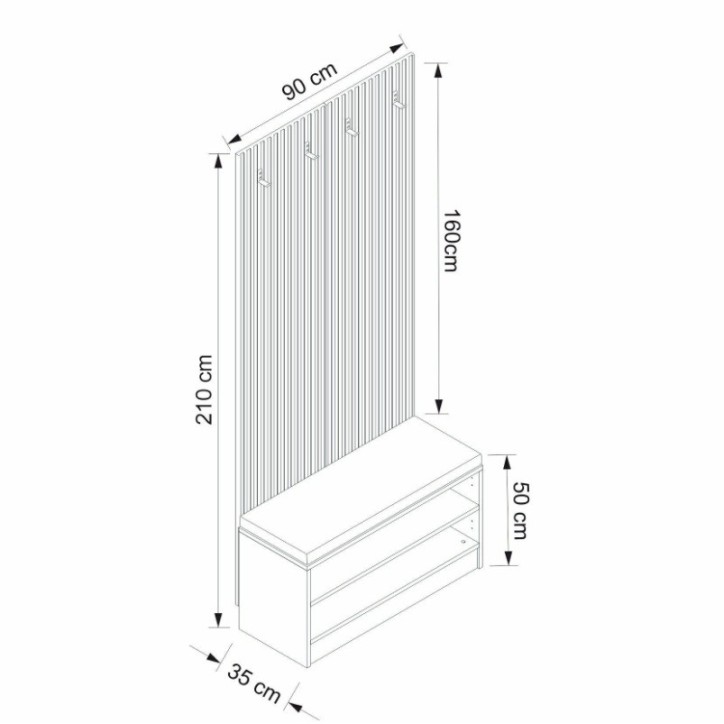 copy of Meuble d'entrée KALE 180 cm blanc et bois