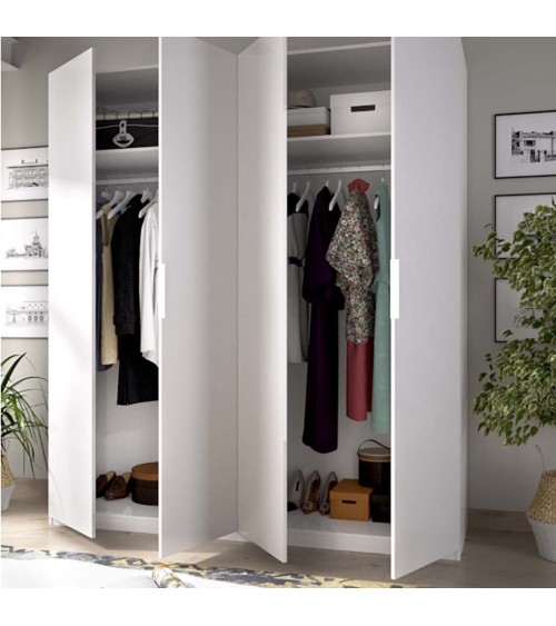 Armoire 4 Portes blanc brillant 180x200 cm