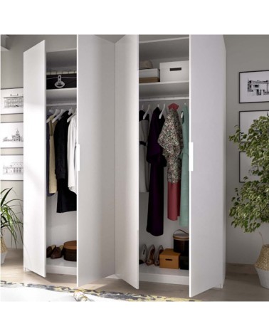Armoire 4 Portes blanc brillant 180x200 cm