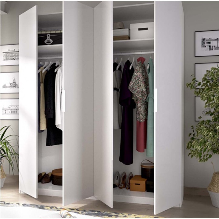 Armoire 4 Portes blanc brillant 180x200 cm Armoire 4 Portes blanc brillant 180x200 cm