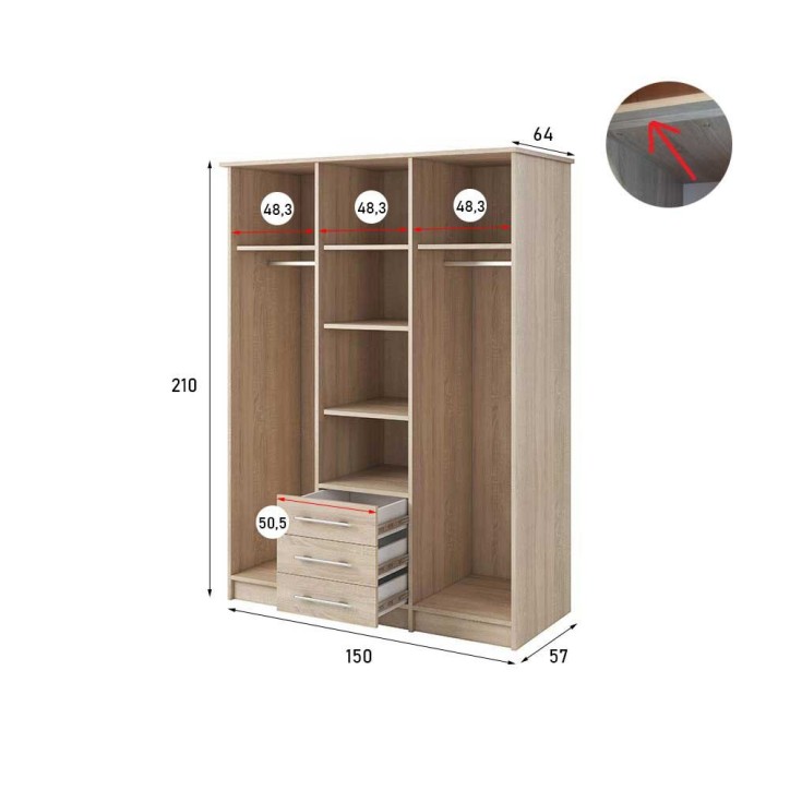 Roupeiro GHIZLAINE 150cm