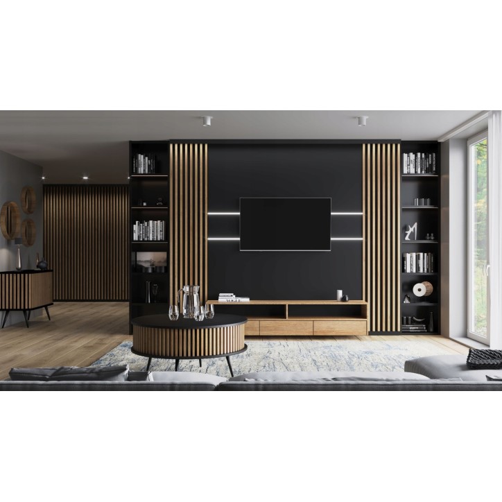 Mesa baja Borneo 90 cm negro y roble