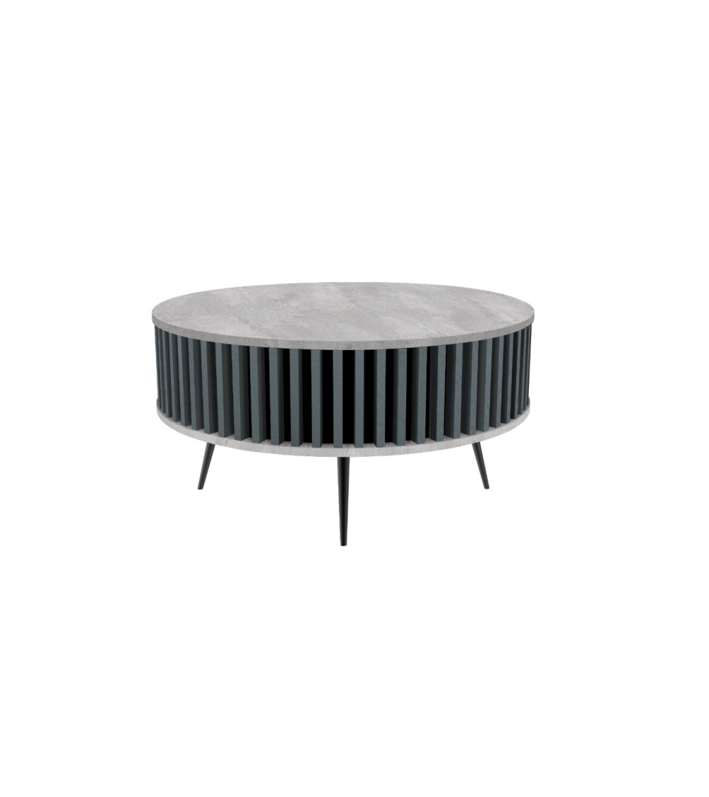Table Basse Borneo 90 cm béton et bleu pâle