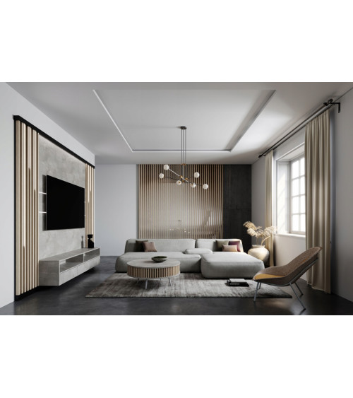 Mesa de centro Borneo 90 cm concreto e carvalho