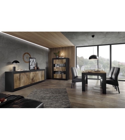 Vitrine BASIC noir mat/pero 102 x 162 x 43 cm