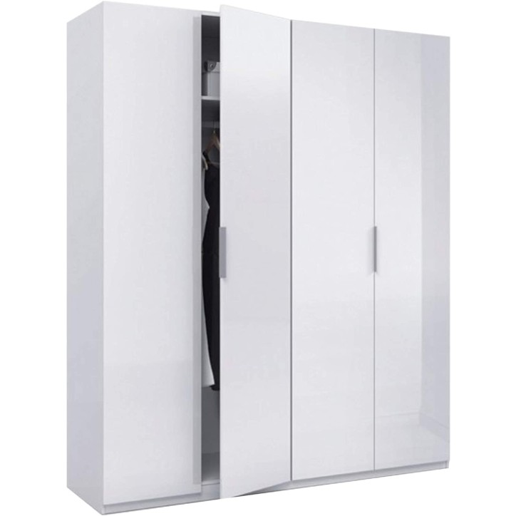 Armoire 4 Portes blanc brillant 180x200 cm Armoire 4 Portes blanc brillant 180x200 cm