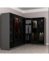 Armoire d'angle dressing anthracite en L avec leds