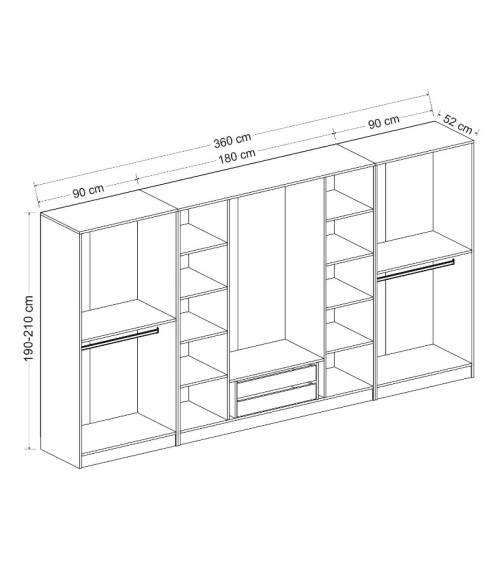 copy of Meuble d'entrée KALE 180 cm blanc et bois