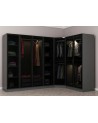 Armoire d'angle dressing anthracite en L avec leds