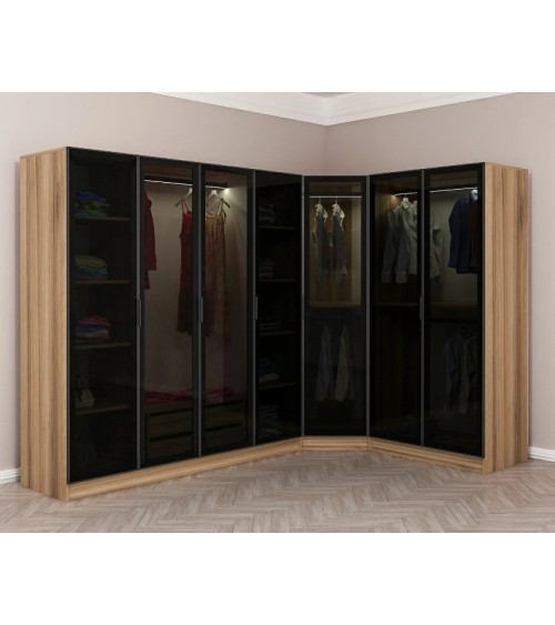 Armoire d'angle dressing CHENE en L 440x210x52